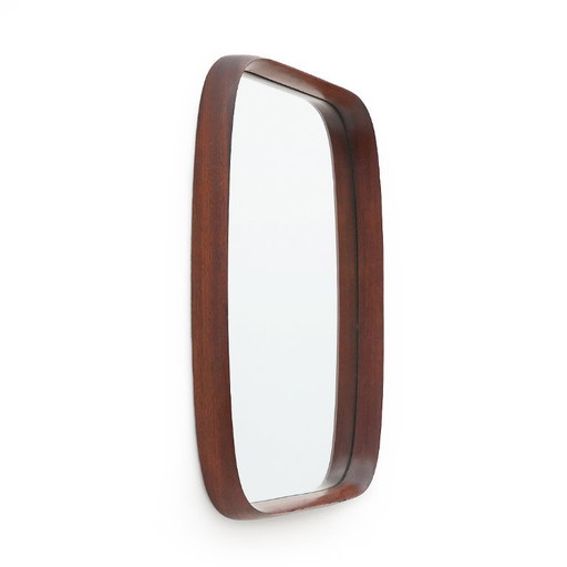 Wall mirror with rectangular teak frame, 1960s
