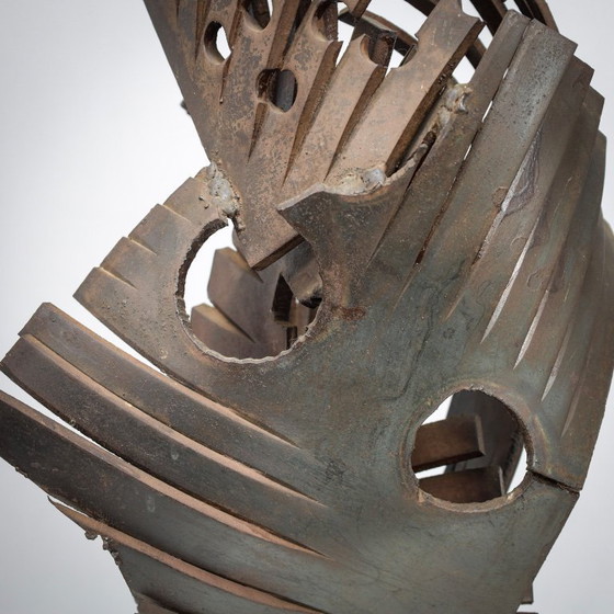 Image 1 of Brutalistische abstracte ijzeren sculptuur, gesigneerd CH, Nederland, jaren 1960