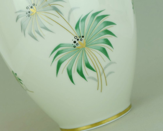 Image 1 of johann seltmann mid century porcelain VASE with outstanding floral decor 1950s