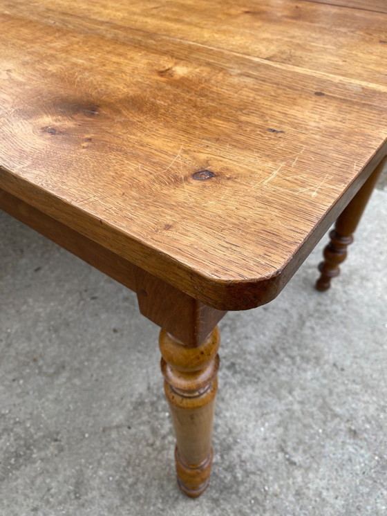 Image 1 of Sam solid oak farmhouse dining table with 1 drawer, circa 1950, 180x74cm