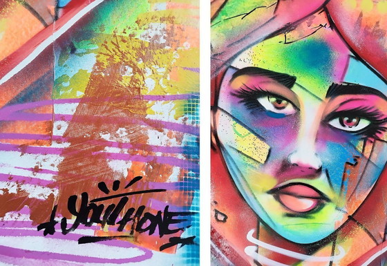 Image 1 of JUVENTUD - Rostro de corazón - Lienzo de artista