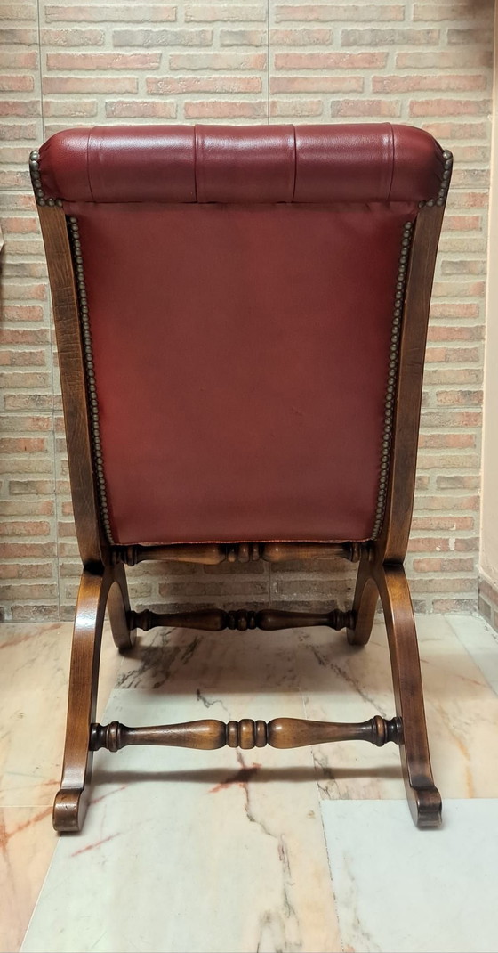 Fauteuil Valentí, Cuir, Métal, Marron (photo 7 sur 8)