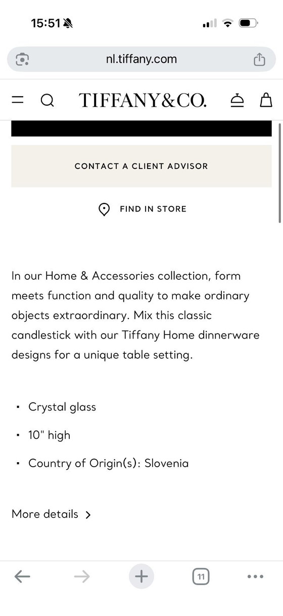 Image 1 of Tiffany & Co. Kandelaar Kristal