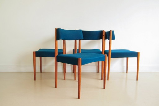 set di 4 sedie in teak blu Aksel Bender
