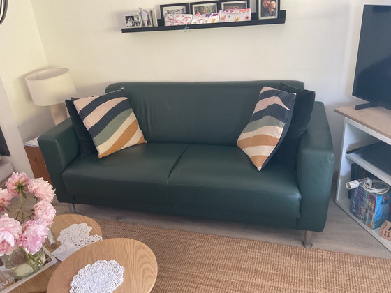 Image 1 of Canapé en cuir vert Emarald