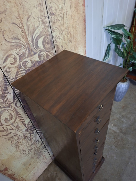 Image 1 of Colonial chest of drawers, apothecary cabinet, filing cabinet, dimensions: 41x43cm and 135cm high.