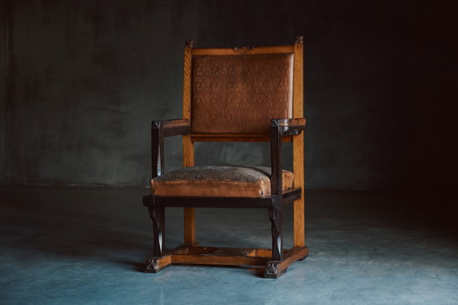 Poltrona vintage Art Nouveau della scuola di Amsterdam di Lion Cachet, Paesi Bassi, anni '20