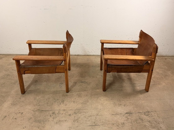Image 1 of Natura fauteuils van grenenhout en leer, ontworpen door Karin Mobring voor Ikea, jaren 70, set van 2.