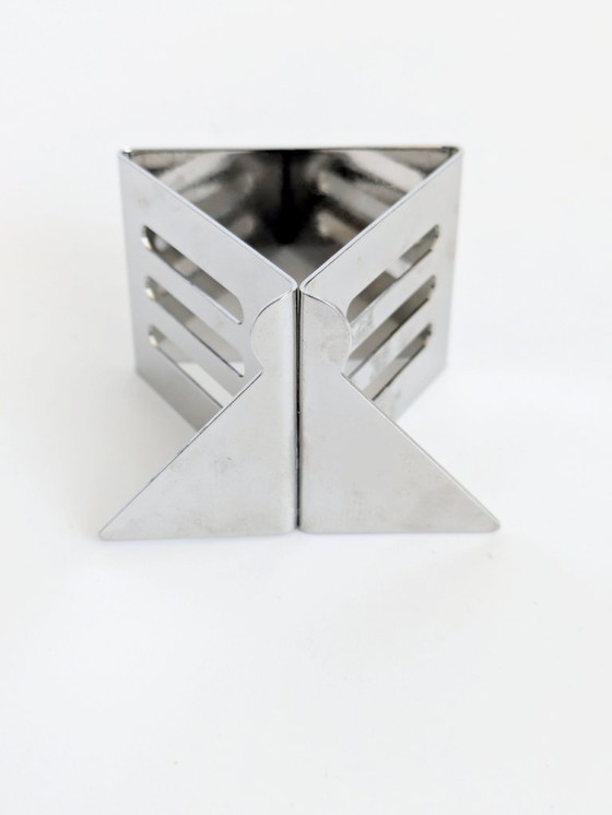 Image 1 of Set of 6 Nathalie du Pasquier Stainless Steel Napkin Rings, Postmodern Geometric Design