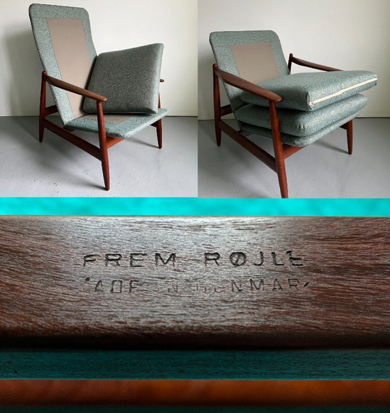 Image 1 of Vintage Deense teakhouten loungestoelen van Poul Volther: fauteuils in mid-century modern stijl.
