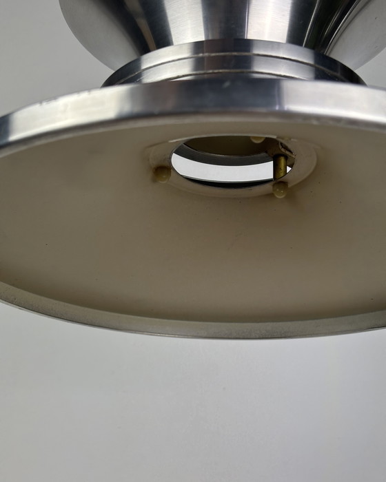 Image 1 of Danish Space Age UFO Brushed Aluminum Pendant Lamp Sputnik design Mid Century Modern 70s Industrial Minimalist 1970s Denmark
