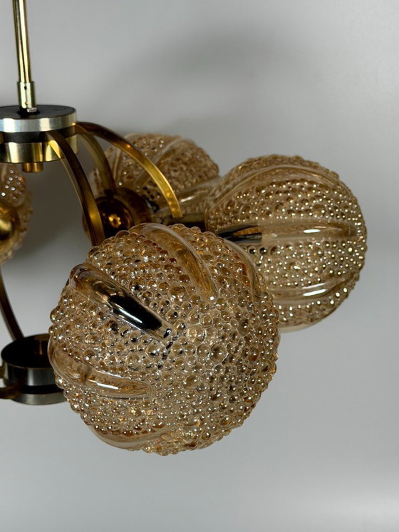 Image 1 of Lámpara de araña Sputnik de 6 luces, años 60/70, diseño de cristal Kaiser Leuchten
