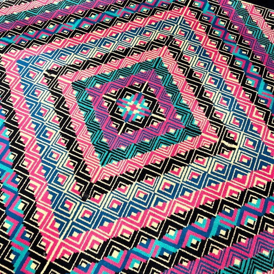 Image 1 of Large Geometric Wool Rug from Missoni, 1980s