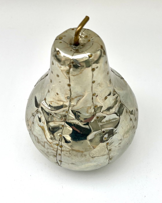 Image 1 of Studio-Metal-Art / Brutalist Metal Fruit Sculptures (ca. 1970/80er) Handgefertigte Metall-Skulptur „Birne" -