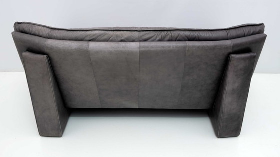 Image 1 of Paar Nicoletti Salotti postmoderne Italiaanse leren banken, jaren 80