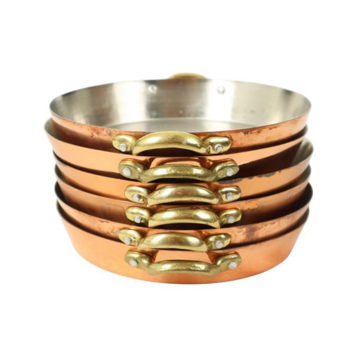 Juego de 6 sartenes de cobre