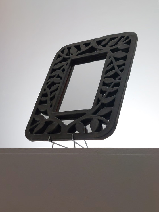 Image 1 of Specchio da parete in ceramica vintage disegnato da un artista con decoro floreale