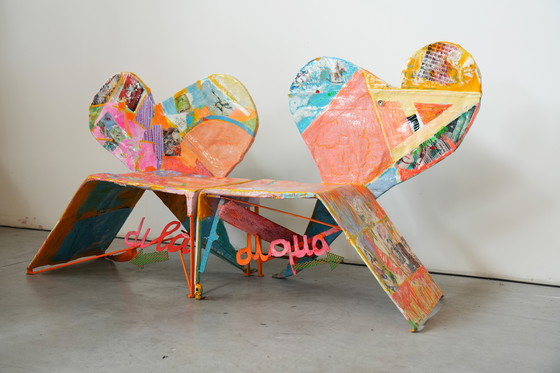 Image 1 of Guido Coletti Sculptural Modular Chairs (1995) – Heart-Shaped Abstract Collage