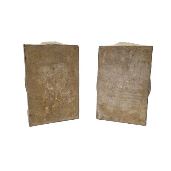 Image 1 of Französische Buchstützen aus Gips von Joanny Durand, Anfang des 20. Jahrhunderts