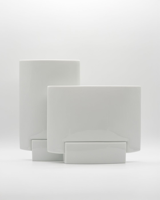 Image 1 of Vintage Rosenthal Porcelain XL Vase Duo Michael Boehm DEBUT 1980s Elegance Chic
