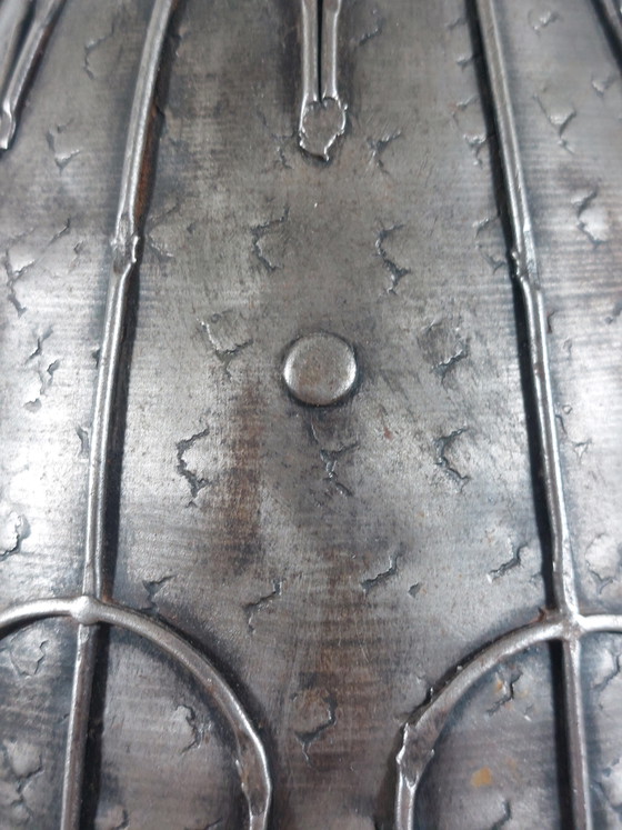 Image 1 of Hand-forged arts and crafts metal jug, carafe, vase, Brutalist style, France