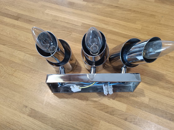 Image 1 of Chromen drievoudige spotlamp uit de jaren 70 voor wand of plafond