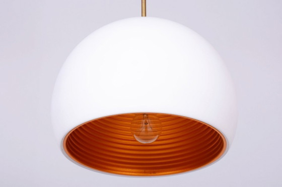 Restored Mid-Century Chandelier, by H.Guzzini for Meblo, Brass, Italy, 1960s – Pendant lamps, Plastic (photo 2 of 7)