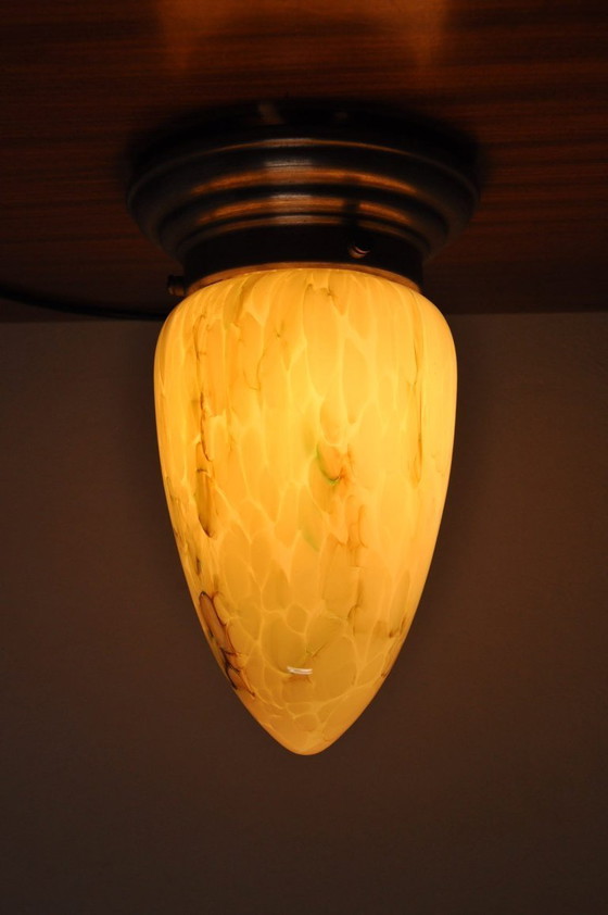 Image 1 of Lampada da soffitto Art Déco con vetro marmorizzato, anni '30