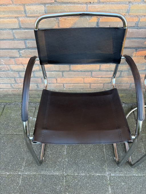 4 chaises italiennes vintage à structure tubulaire, années 70/80