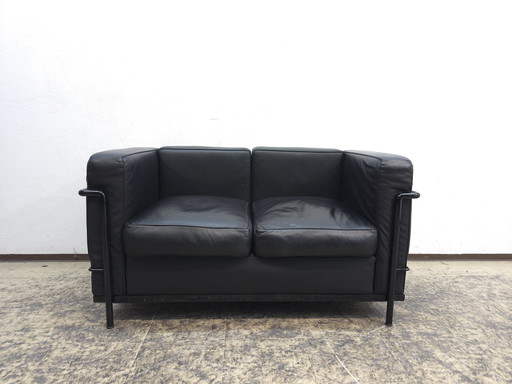 Canapé design deux places Cassina LC2 en cuir noir