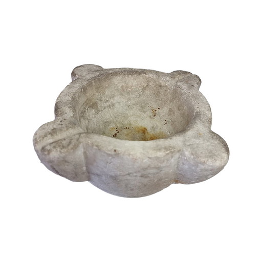Antique white/gray marble mortar, 18th century