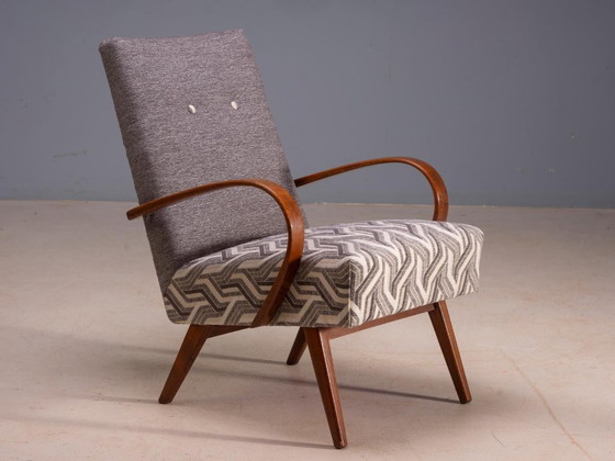 Fauteuils restaurés en bois courbé par Jaroslav Šmídek, paire, Tchécoslovaquie, nouveau revêtement gris et (photo 4 of 8)