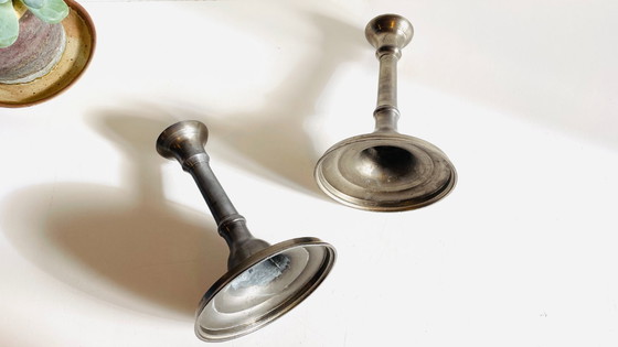 Image 1 of Vintage Silver Metal Candlesticks