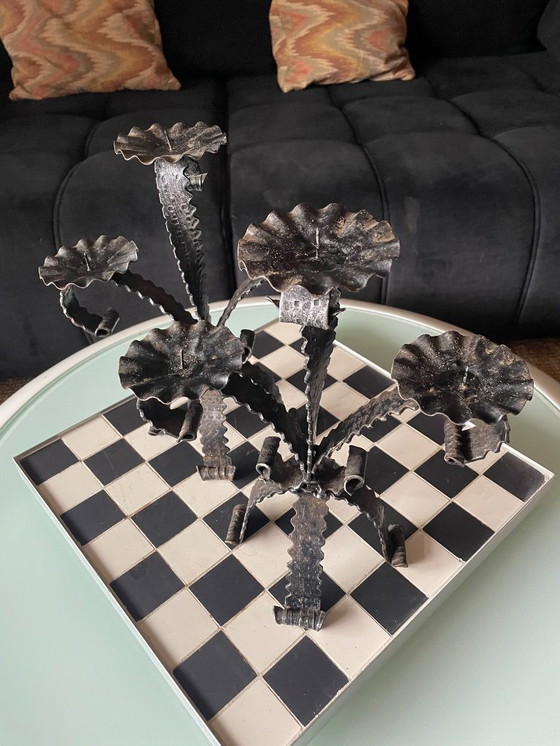 Image 1 of Pair of Brutalist candlesticks in wrought iron 1950