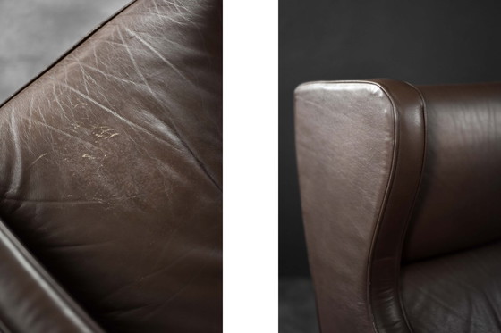 Image 1 of Poltrona danese moderna in pelle marrone di metà secolo, anni '60