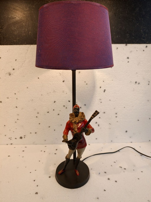 Lampe Harlequin Blackamoor en laiton vintage années 1920-1930