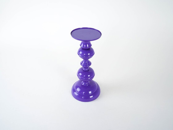 Image 1 of Purple metal candlestick, Danish design, 1970s, made in Denmark