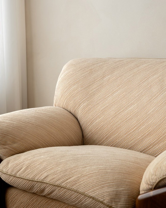 Sapporo Lounge Chairs by Mario Marenco for Mobil Girgi, 1970s, Armchairs, Textile, Wood, Brown (photo 8 of 24)