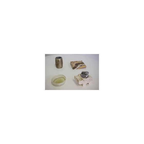 Image 1 of Set of 4 vintage marble and onyx smoking accessories, 1970s