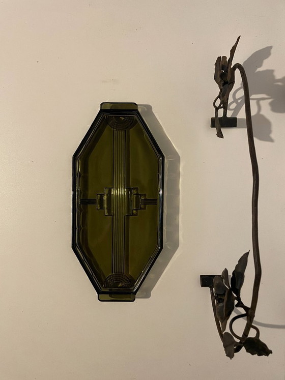 Image 1 of Glazen dienblad - Art Nouveau