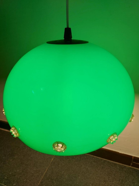 Image 1 of Lampada a sospensione verde in stile Space Age, lampada a forma di UFO, anni '70
