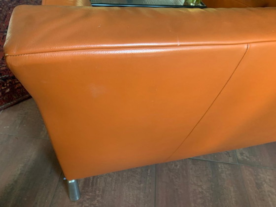 Image 1 of Jori two-three-seater design sofa with adjustable backrest in orange leather
