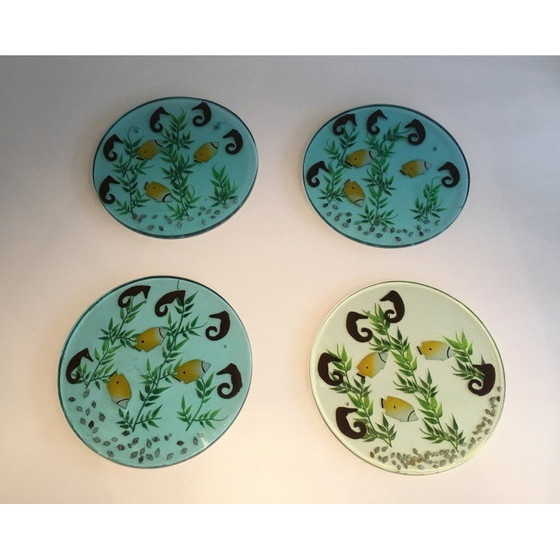 Image 1 of Set of 4 vintage resin trays, French 1970s