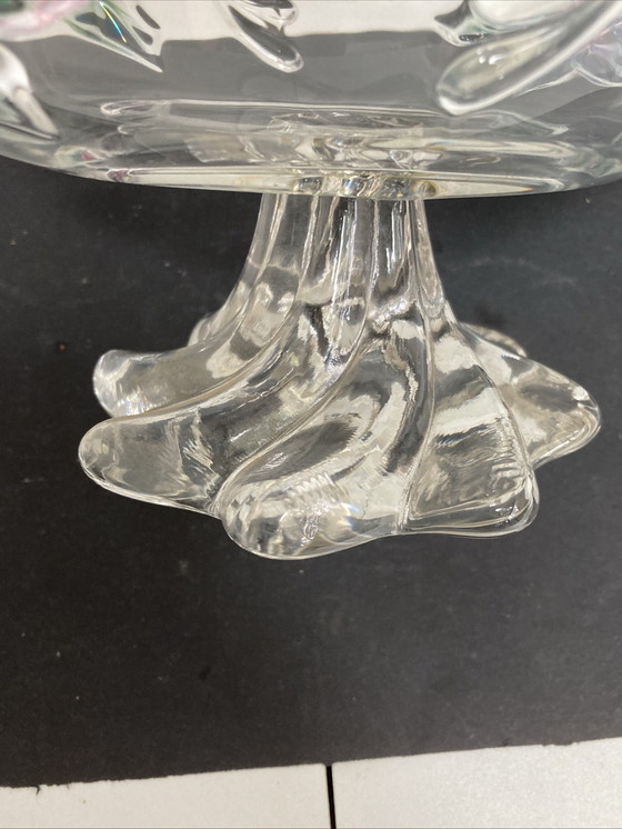 Image 1 of Vintage kristallen beker met kleurrijk bloemenpatroon uit de jaren 70