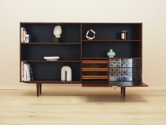 Danish rosewood veneered bookcase with bar cabinet, Vemb Møbelfabrik, 1970s, High Boards, Black (photo 3 of 21)