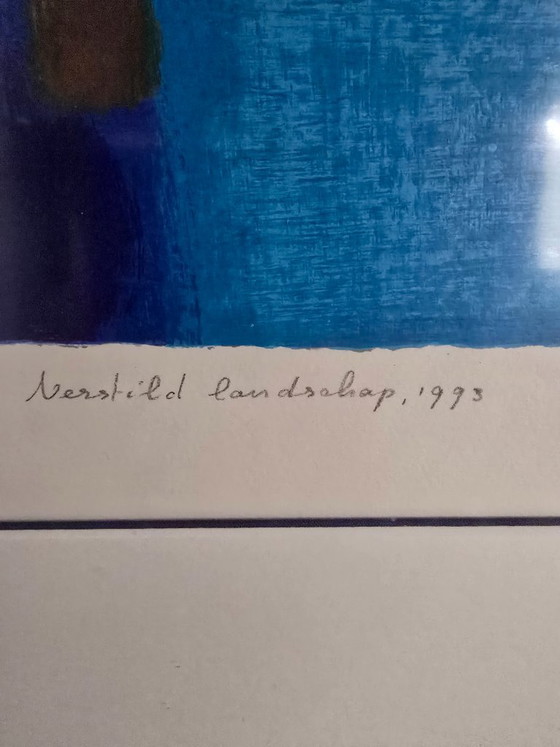 Atmospheric screen print 'Verstild landschap' (1993) – Numbered & Framed – Ton Schulten (photo 10 of 11)