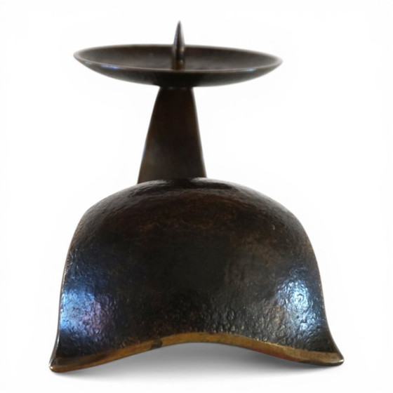 Image 1 of Bauhaus Sculptural Bronze Candlestick by Benno Meyer, 1930