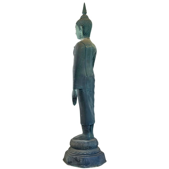 Monumental Thai Bronze Buddha – Sukhothai Style – Dated 1961 – 190 cm – Sculpture (photo 17 of 20)