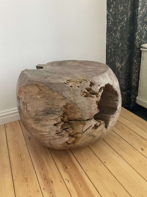 Bijzettafel boomstronk tropisch hardhout