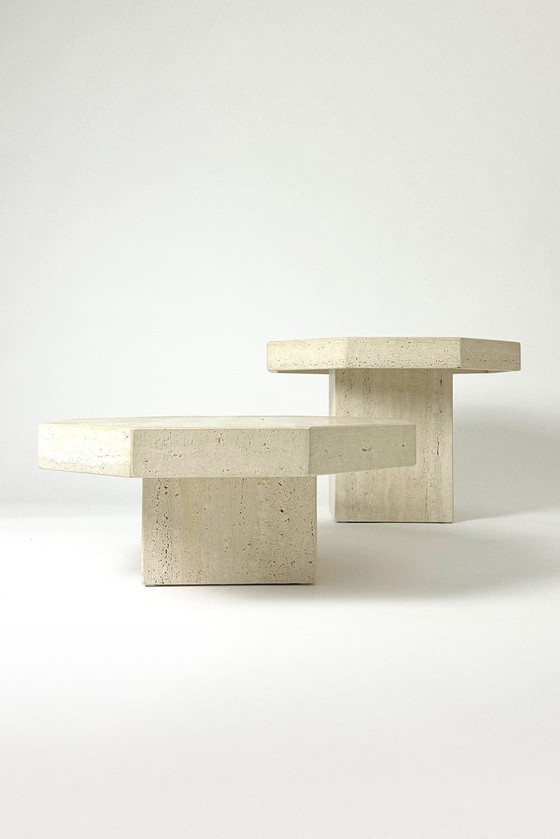 Image 1 of Octagonal Travertine Tables Set